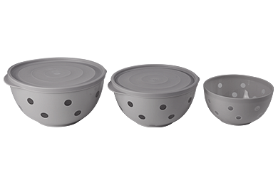 Set of bicolour salad bowls "Sens", smoky gray